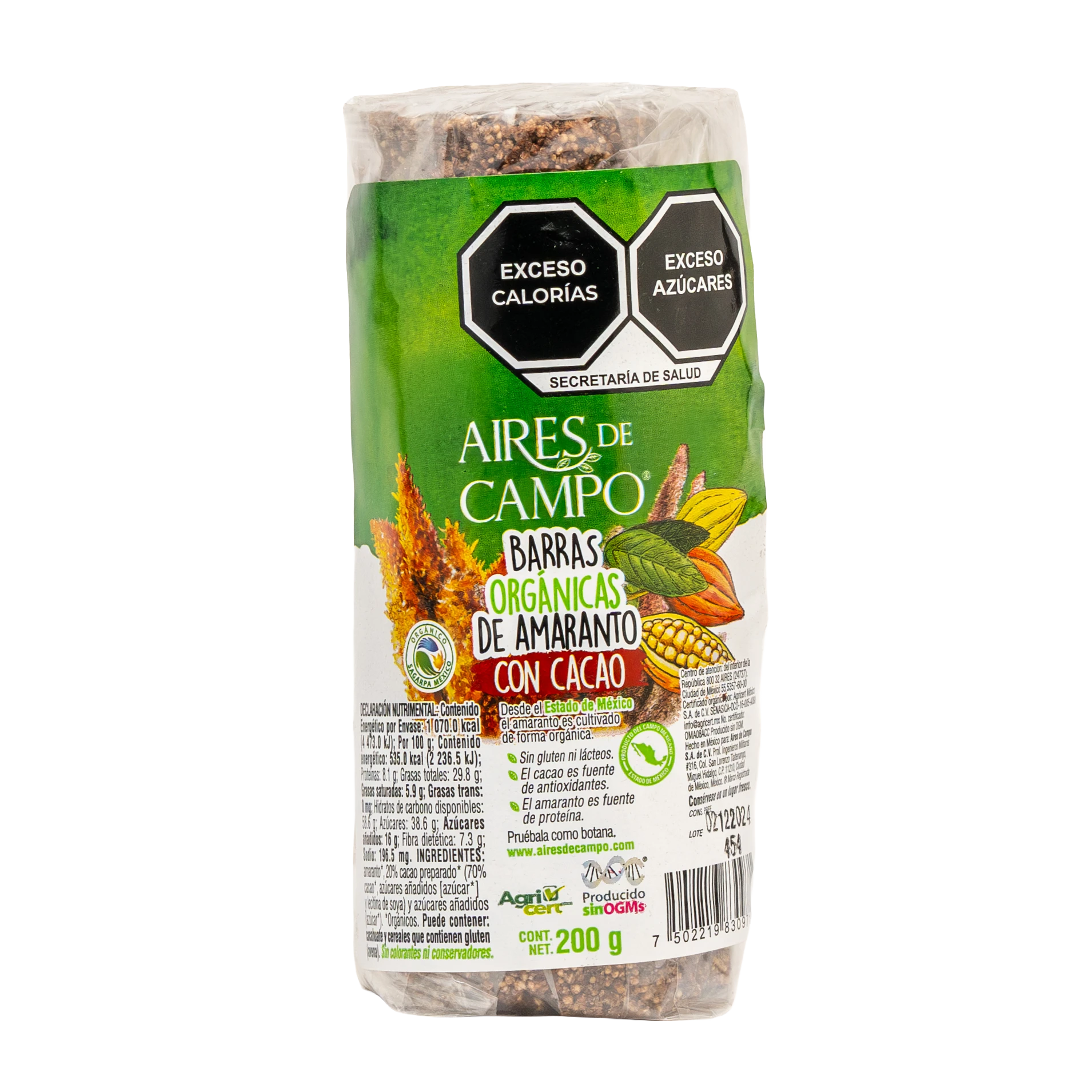 Barras Org&aacute;nicas de Amaranto con Cacao