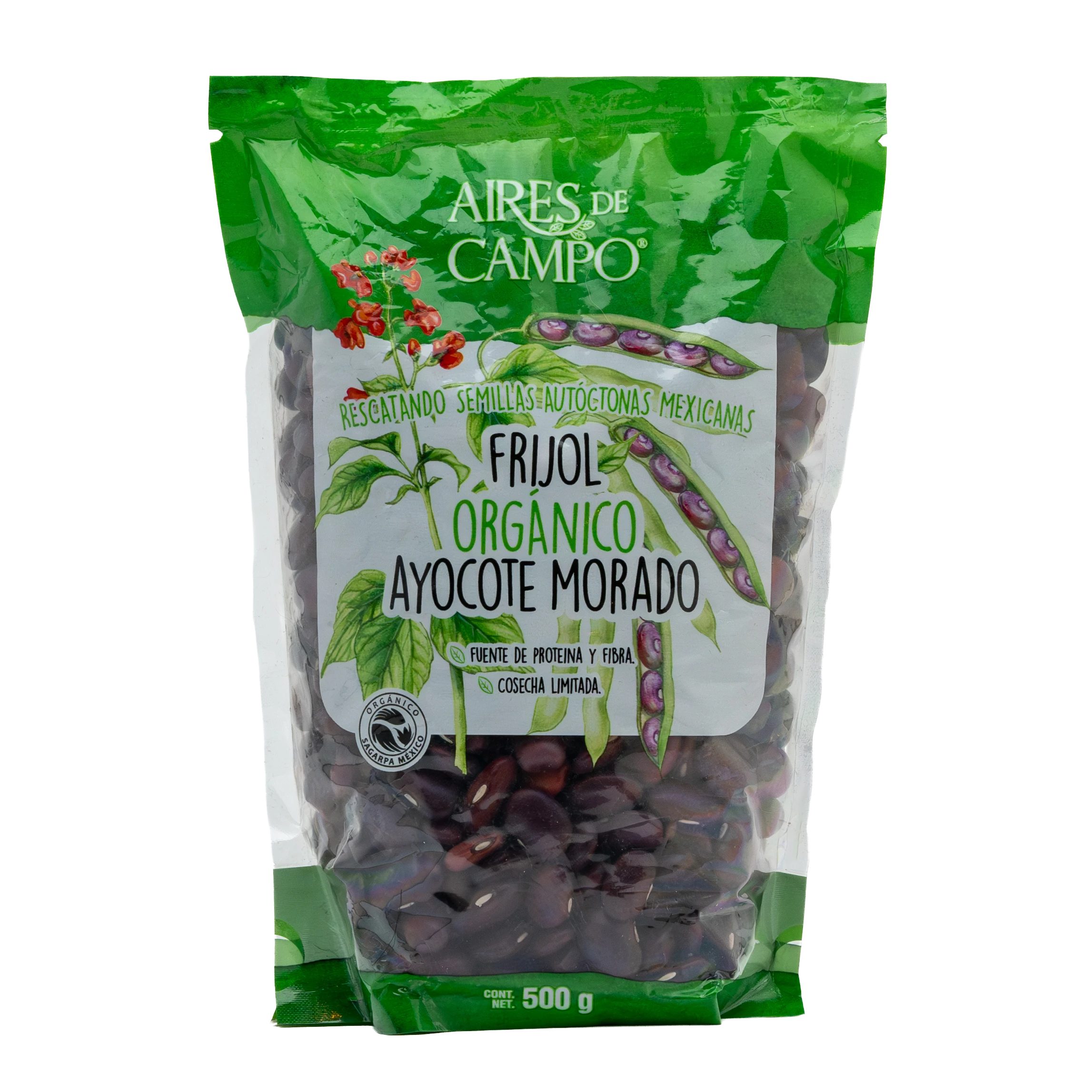 Frijol Org&aacute;nico Ayocote Morado (500 GRS)