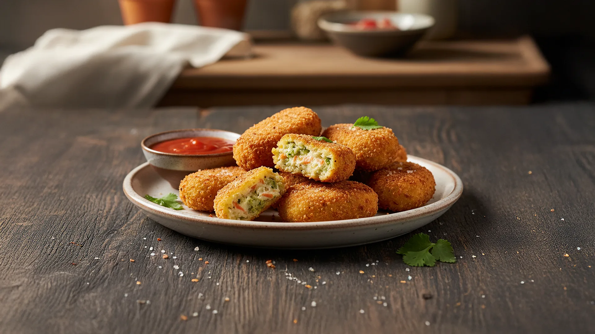 <span>Croquetas de Pollo, Zanahoria y Br&oacute;coli</span>
